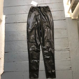 Missguided high waisted leather black leggings